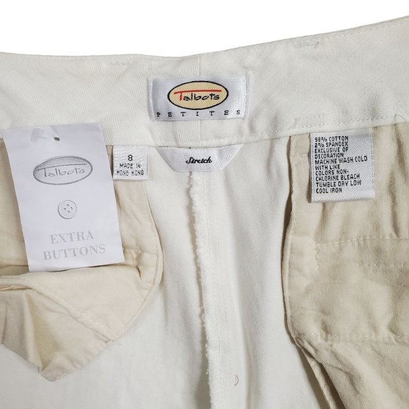 Talbots NWT Size 8P 8 Petite Pants Cotton Denim Floral Embroidered NWT Stretch - Picture 8 of 10